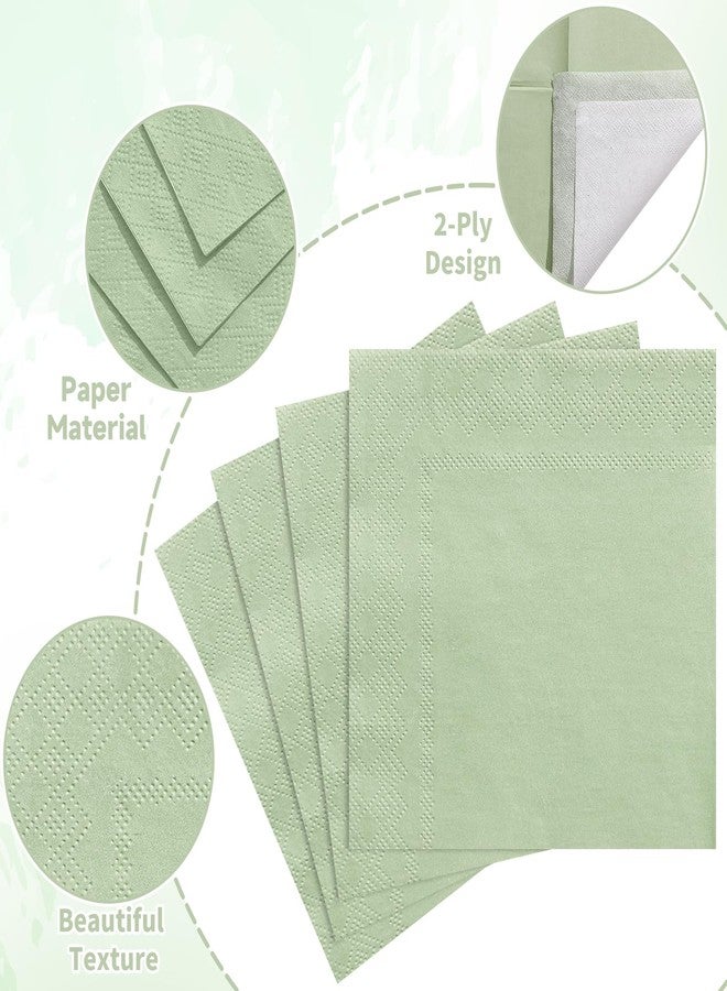 NatNarr 120 Pcs Cocktail Napkins Sage Green Napkins Disposable Wedding Napkins Sage Green Dessert Napkin for Birthday Baby Bridal Shower, Tea Party, 5 x 5 Inch - Image 3